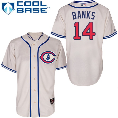 منضومه Men's Chicago Cubs #14 Ernie Banks Retired Green Salute to Service Cool Base Baseball Jersey منضومه